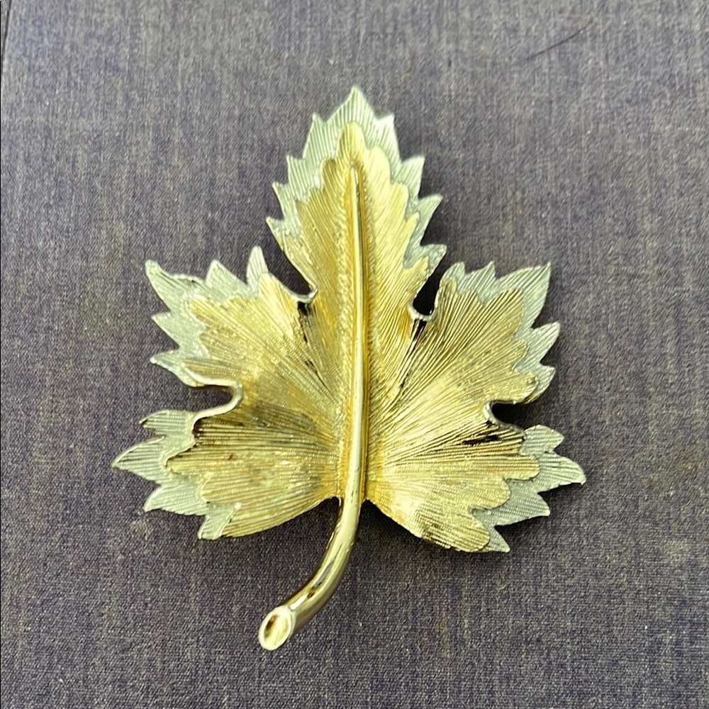 Vintage 1964 Sarah Coventry Gold and Silver Leaf Brooch